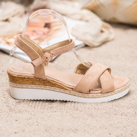 Small Swan Sandaler med kil och glitter brun 1