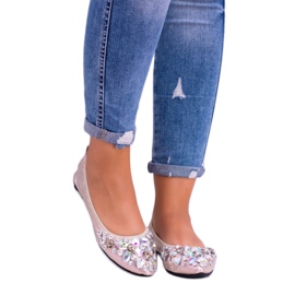 Lu Boo Golden Ballerinas på elastiska stenar till och med gyllene 3