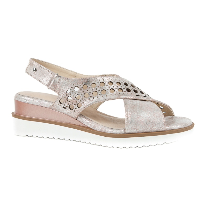 M.Daszyński Metalliska rosa sandaler Daszyński 1838 grå 5