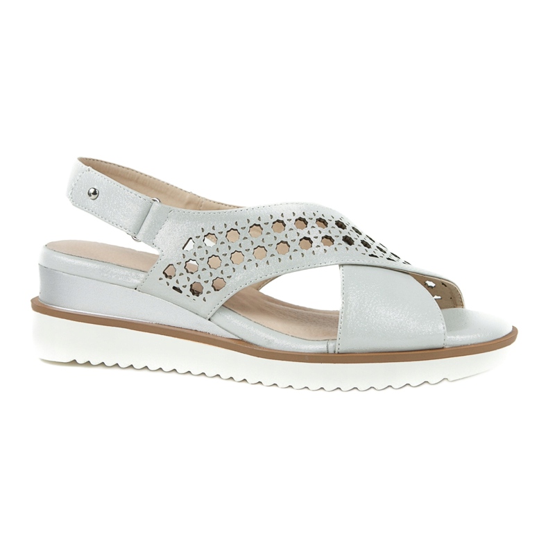 M.Daszyński Silver sandaler på en kil Daszyński 1838 grå 6