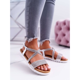 Sandaler för kvinnor Lu Boo med Cubic Zirconia 406-5 Silver Stella grå 1