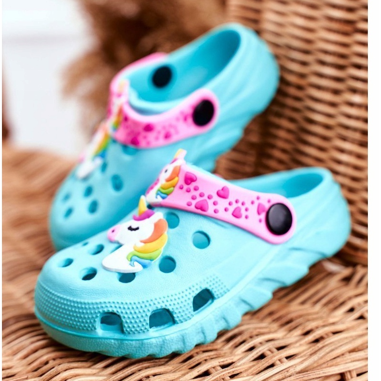 Bona Barntofflor Foam Crocs Blue Unicorn Lily violett blå 1