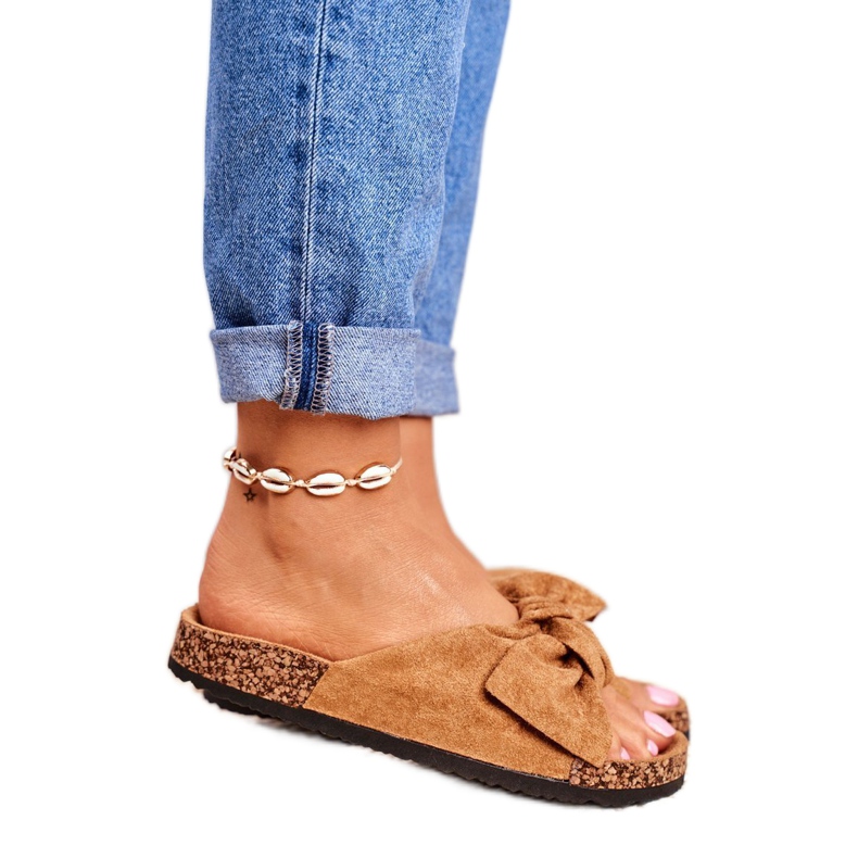 NFR Kvinnors bruna tofflor med rosett Wendy Cork 2