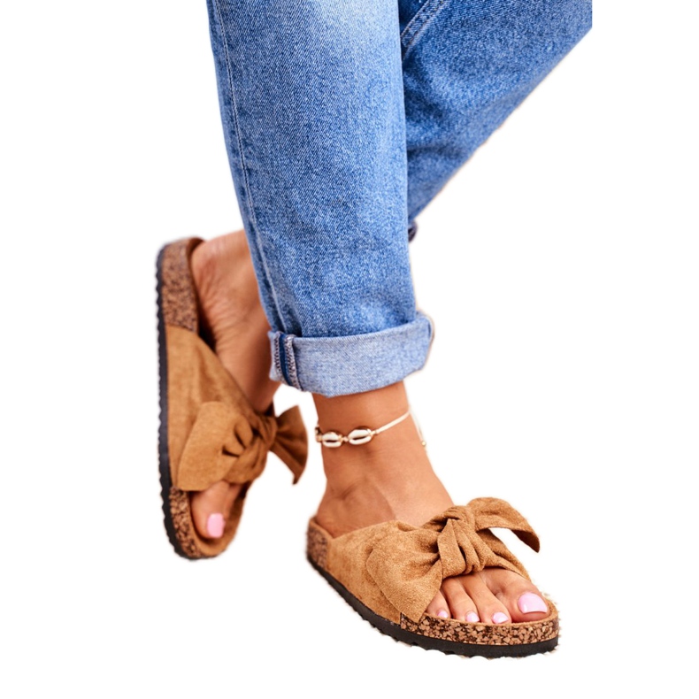 NFR Kvinnors bruna tofflor med rosett Wendy Cork 1