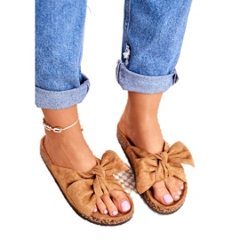 NFR Kvinnors bruna tofflor med rosett Wendy Cork 3