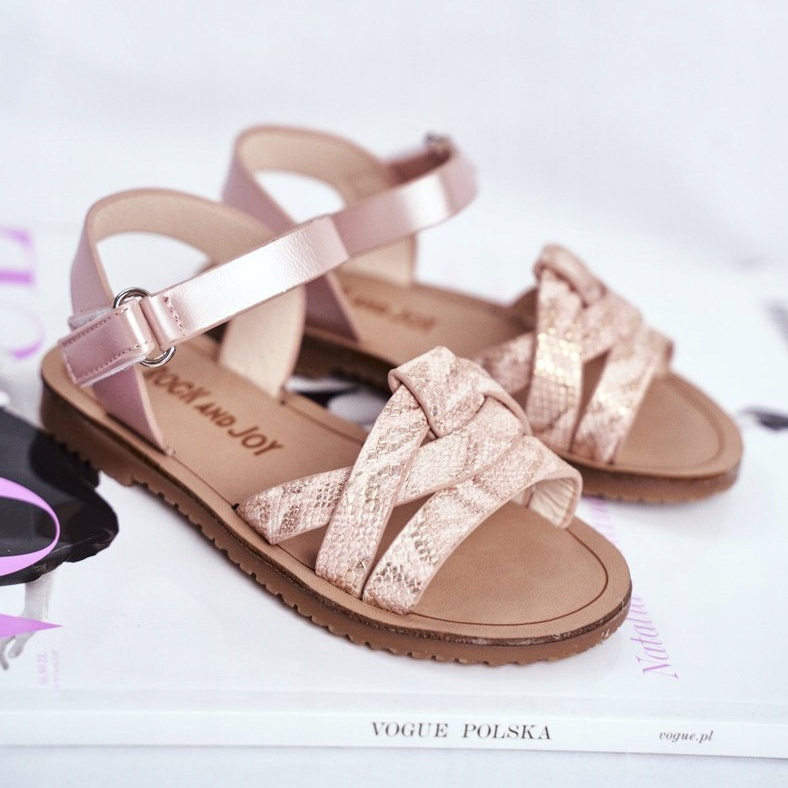 FRROCK Barnsandaler med kardborreband för tjejer Rosa Lilo gul 1