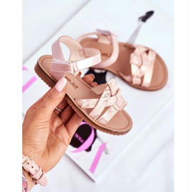 FRROCK Barnsandaler med kardborreband för tjejer Rosa Lilo gul 2