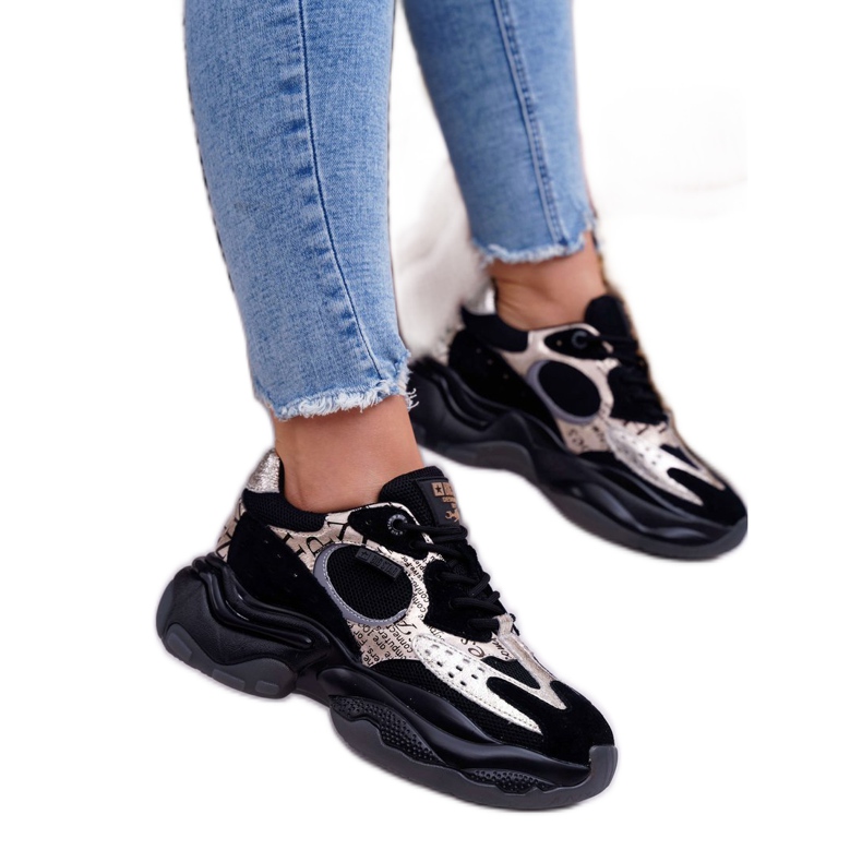 Kvinnors sportskor Big Star av Daniel Lopez svart och guld FF274A524 1