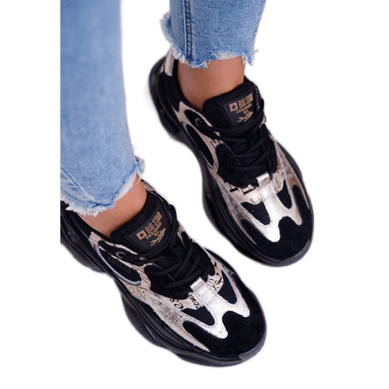 Kvinnors sportskor Big Star av Daniel Lopez svart och guld FF274A524 2