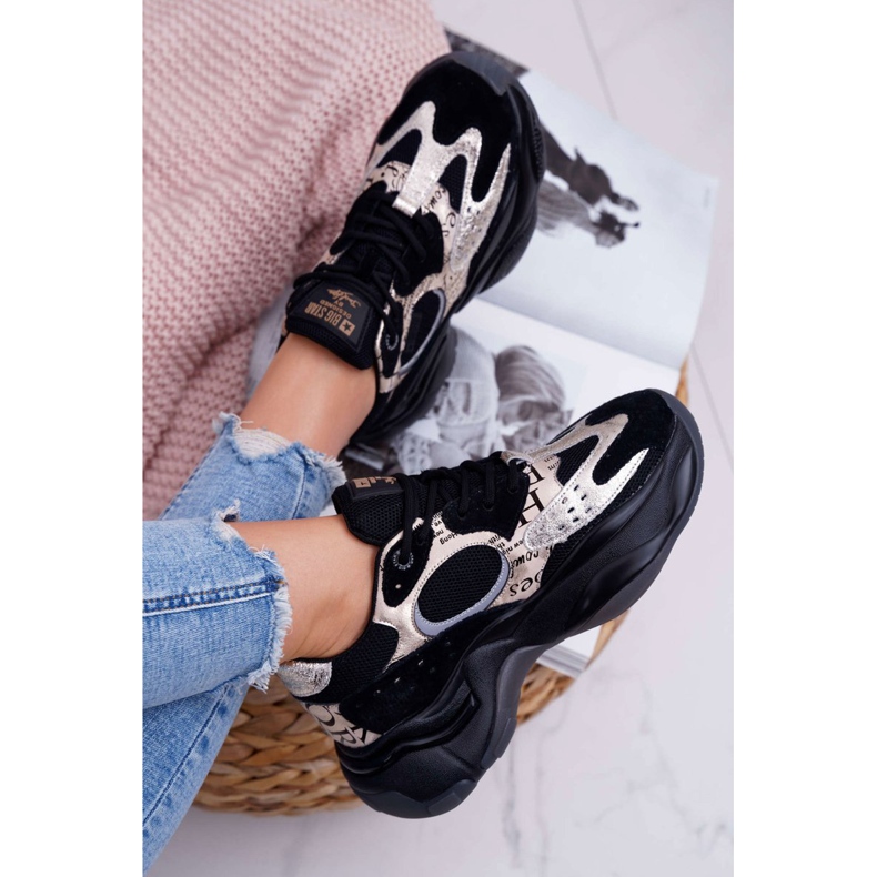 Kvinnors sportskor Big Star av Daniel Lopez svart och guld FF274A524 4