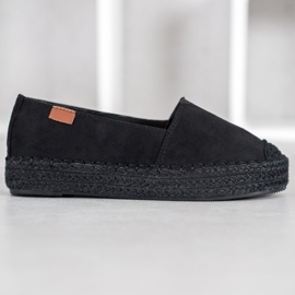 SHELOVET Svart Espadrilles med mocka 2