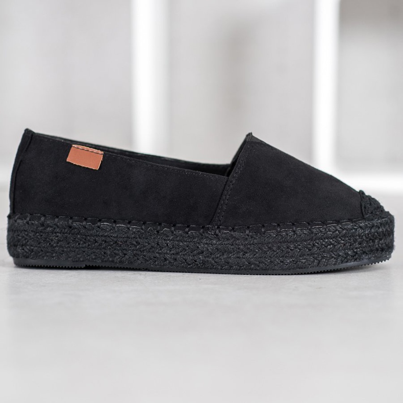 SHELOVET Svart Espadrilles med mocka 2