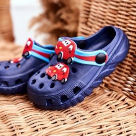 PB2 Barn tofflor Foam Crocs Navy Blue Cars Bruno marinblå 1