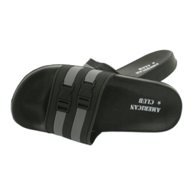 American Club Amerikanska NH16 två-randiga pool tofflor svart grå 2