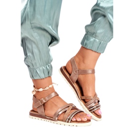 EVE Sandaler för kvinnor Flat Brown Replay brun gul 2