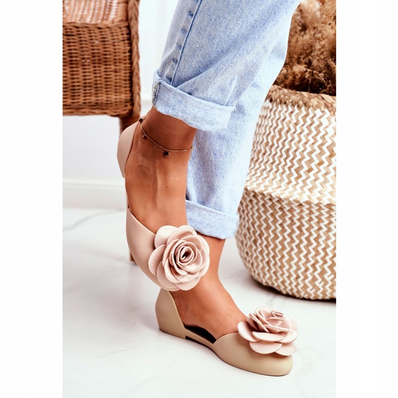 LU BOO Gummi Ballerinas Meliski Blommor Beige Esther 1