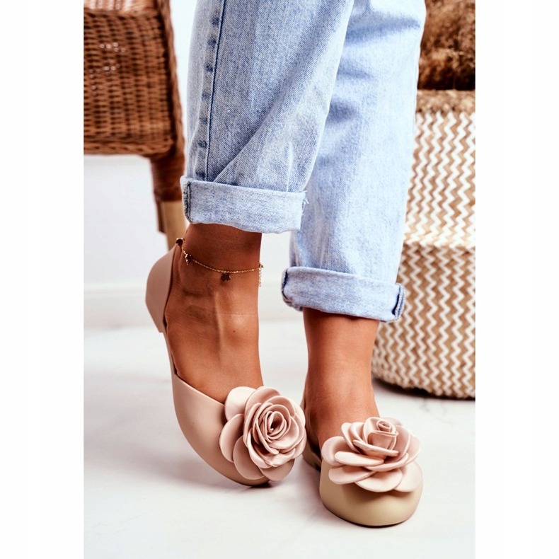 LU BOO Gummi Ballerinas Meliski Blommor Beige Esther 2