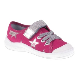 Tjejer sneakers tofflor med stjärnor Befado 251X096 rosa silver- 1