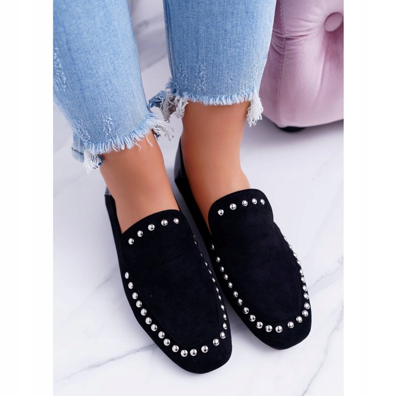 Lu Boo Black Lords Ballerinas för kvinnor med Planta -strass svart 2