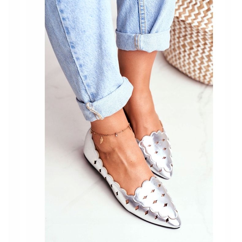 Lu Boo Ballerinor för kvinnor Silver Metallic Dianna grå 2