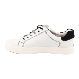Caprice Women's White/Navy Blue Leather Sneakers bundna 23203 vit 3