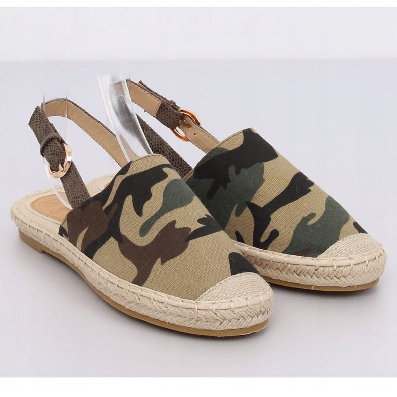 Espadriller med en öppen häl i camo HH-119 kamouflage grön 2