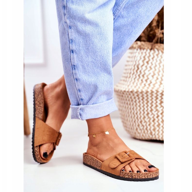 BUGO Kvinnors bruna tofflor Spänne Justerbar Rosaline 2