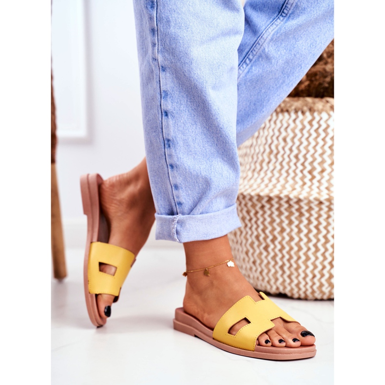 BUGO Dam Tofflor Yellow Geometric Classic Theodora gul 2