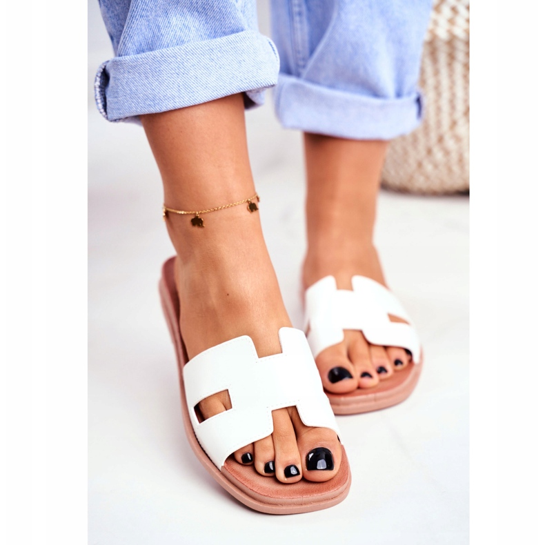 BUGO Dam Tofflor White Geometric Classic Theodora vit 2