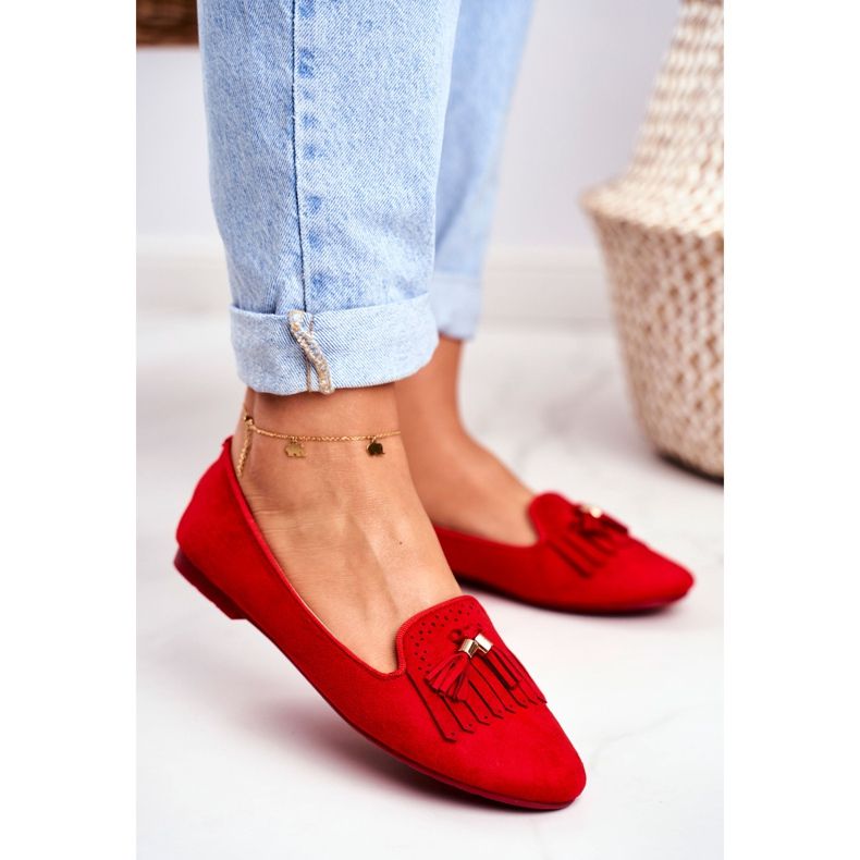 BUGO Dam Loafers Red Lords Fringes Therese röd 2