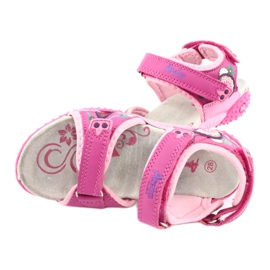 American Club Flickas sandaler med läderinsats amerikansk 1232 rosa purpur 3