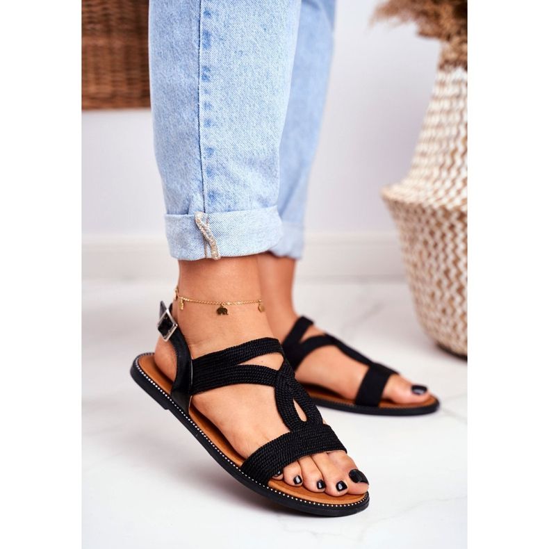 BUGO Sandaler för kvinnor Flat Black Rachel svart 1