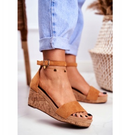 PS1 Kvinnors sandaler på kil Camel MarryMe brun 2