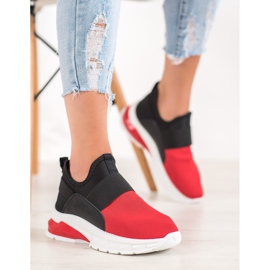SHELOVET Sports Slip-On Sneakers svart röd 2