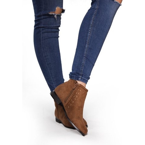 Suede Booties Chelsea stövlar 100-602 Camel brun 1