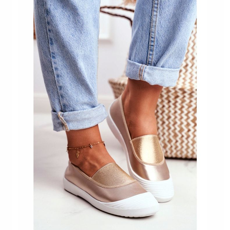 LU BOO Sneakers Slip On Slip-on Gold Sneakers Justy gyllene 2