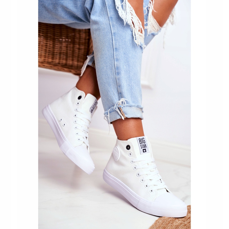 Kvinnors höga sneakers Big Star White FF274A171 vit 2