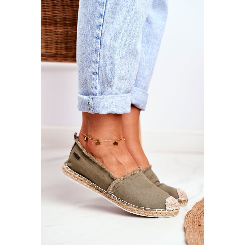 Kvinnors Espadrilles Flätad Sole Khaki Big Star DD274760 grön 2