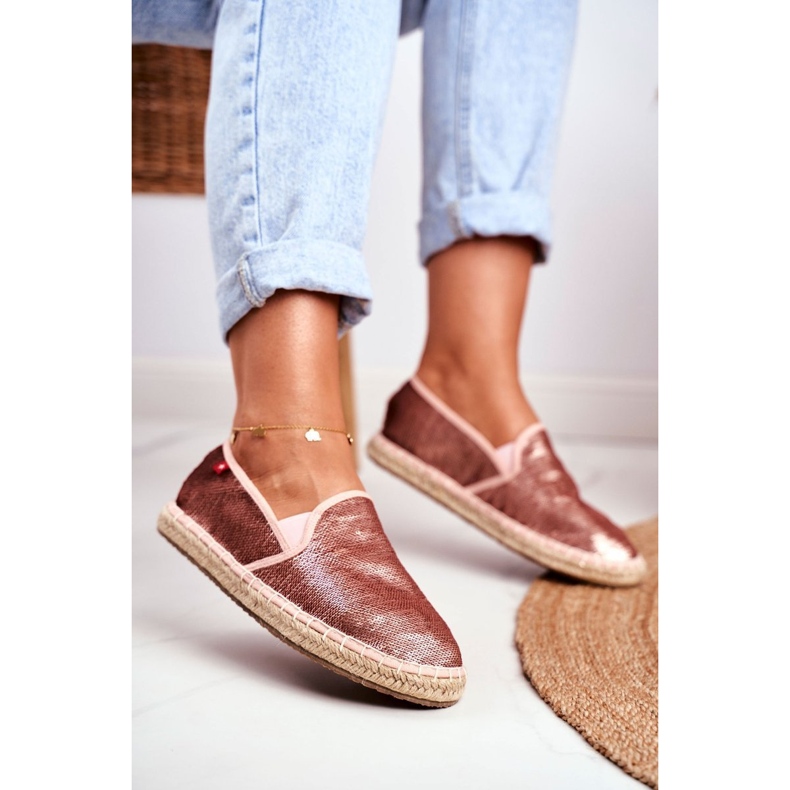 Kvinnors Espadriller, Flätad Sole Pink Big Star DD274A163 rosa 1