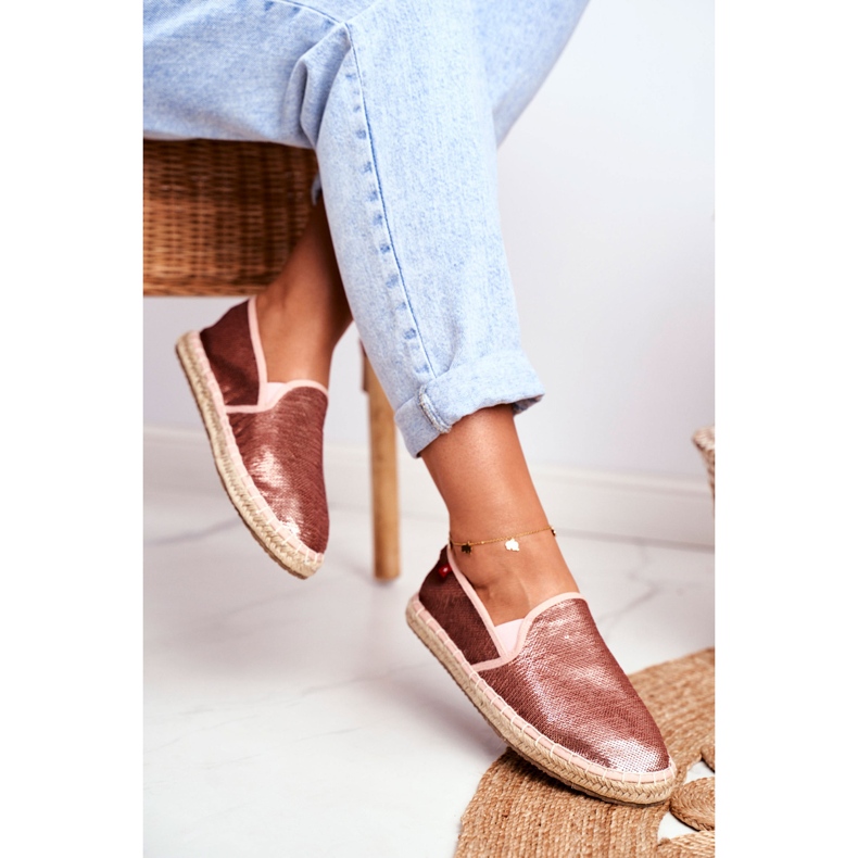 Kvinnors Espadriller, Flätad Sole Pink Big Star DD274A163 rosa 2