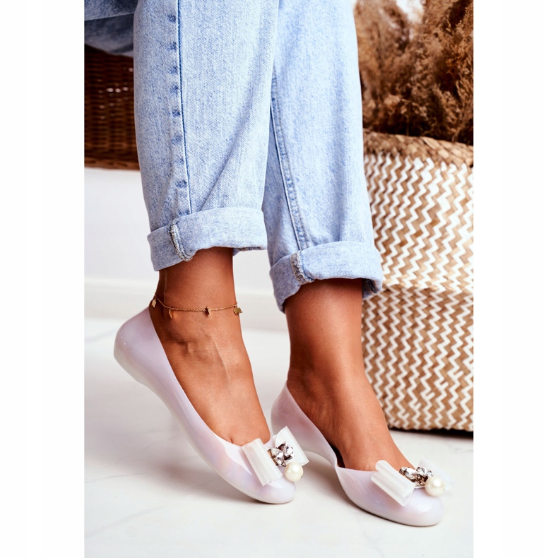 LU BOO Gummiballerinor Vit Meliski Bows Pearl Millie 2