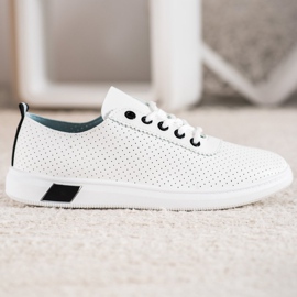 SHELOVET Openwork sneakers med ekoläder vit 2