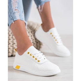 SHELOVET Openwork sneakers med ekoläder vit 1