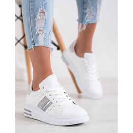 SHELOVET Sneakers med mockaskär vit 1
