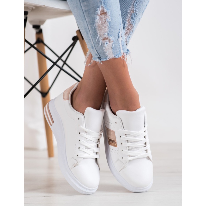 SHELOVET Sneakers med mockaskär vit 2