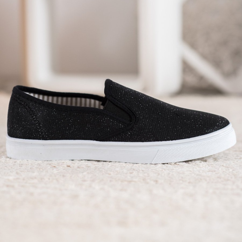 SHELOVET Svarta slipons med glitter 2