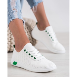 SHELOVET Openwork sneakers med ekoläder vit 2