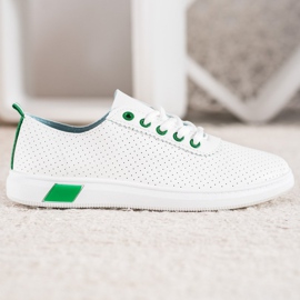 SHELOVET Openwork sneakers med ekoläder vit 1