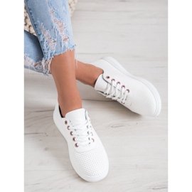 SHELOVET Openwork sneakers med ekoläder vit 1