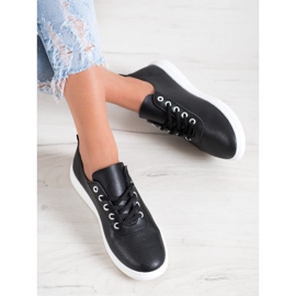 SHELOVET Openwork sneakers med ekoläder svart 1